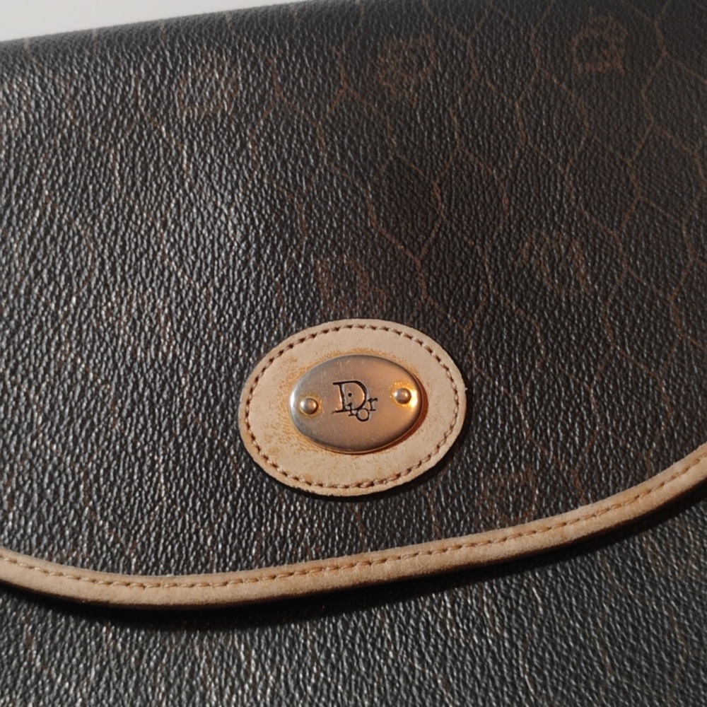 Dior Vintage Honeycomb Coated Canvas Leather Bag With Shoulder Strap - Picture 3 of 12
